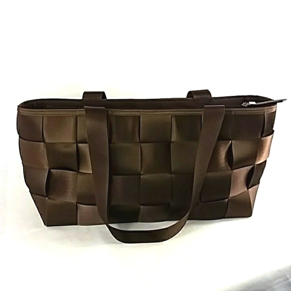 ICONIC SEATBELT SATCHEL BAG BROWN LARGE EUC UNBRANDED - Picture 7 of 9